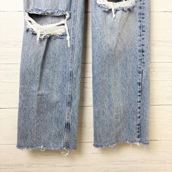 Zara High Rise Wide Leg Ripped Light Wash Jeans - Blogger Favourite 0 - Picture 6 of 14